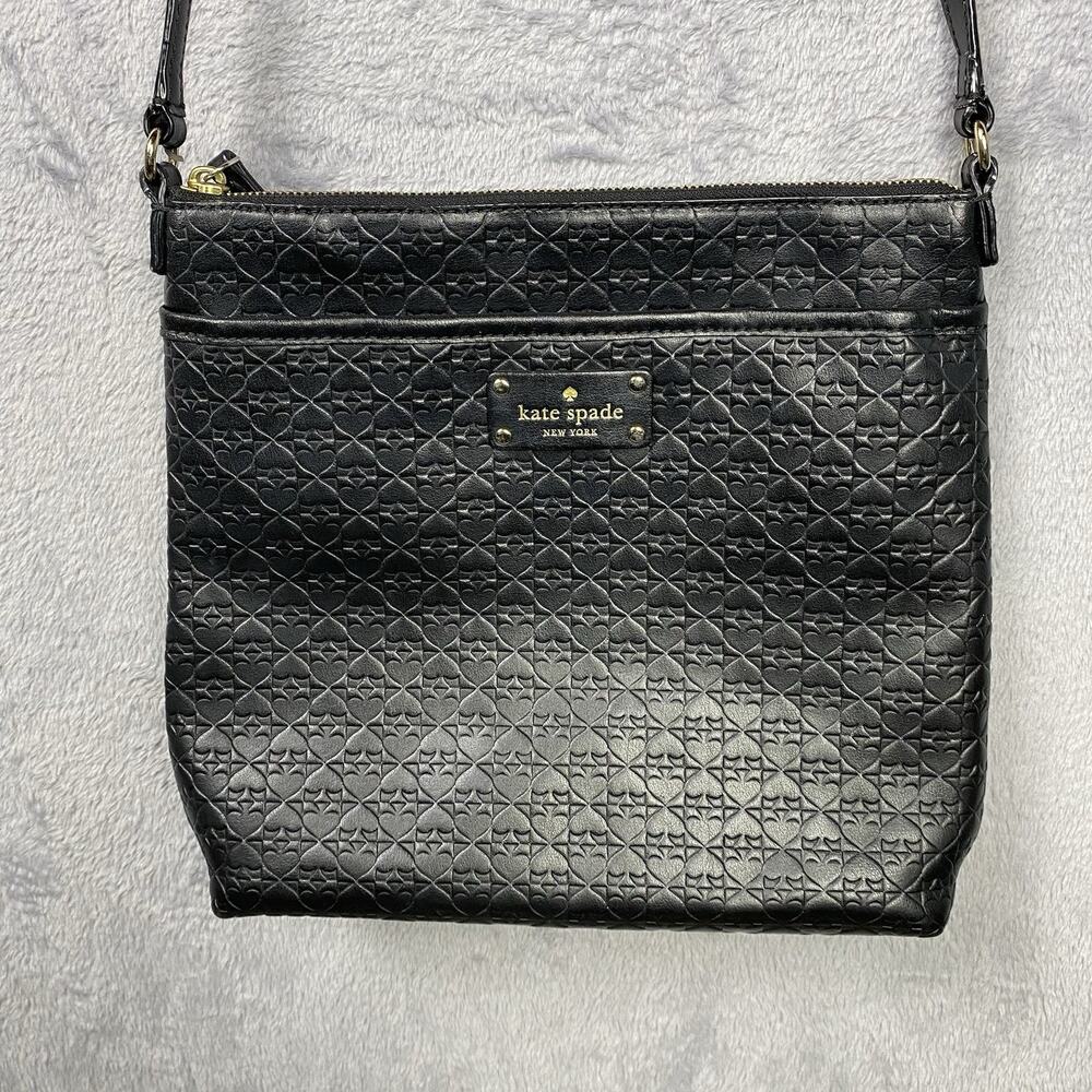 kate spade Black Embossed Leather Shoulder Bag